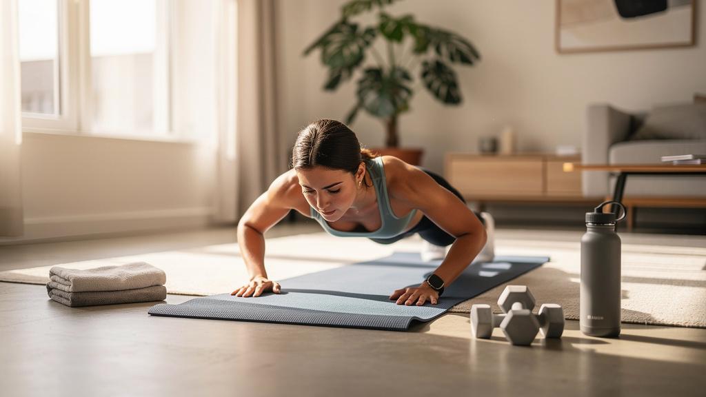 Femme effectuant des pompes sur un tapis de sol