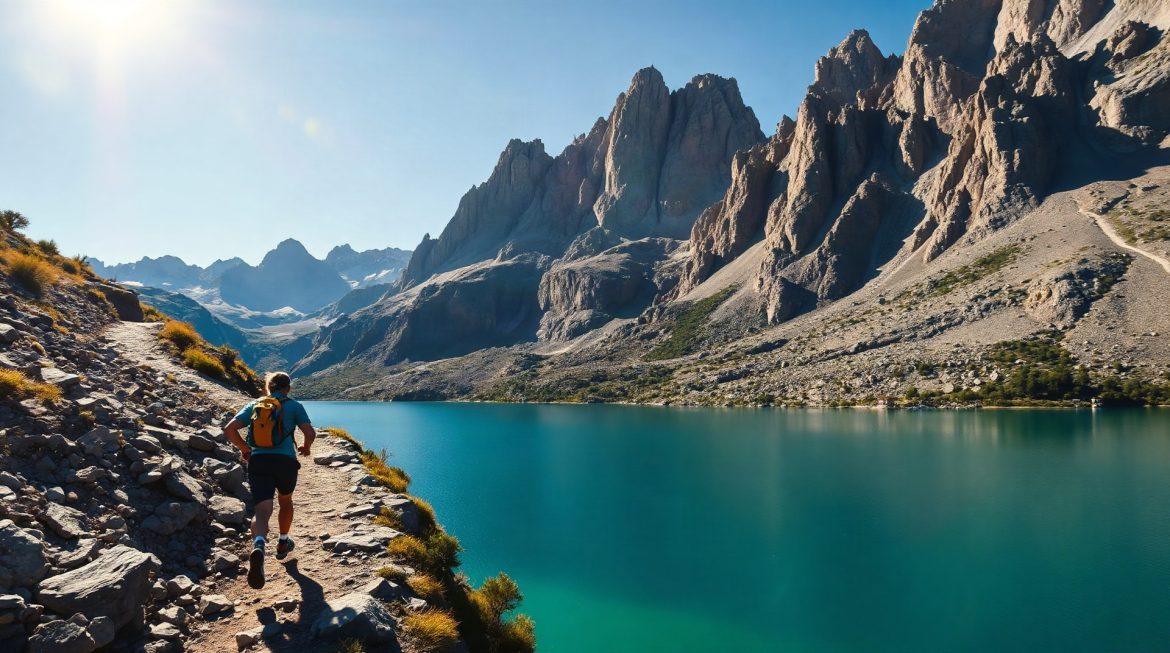 Coureur de trail dans la vallée de la Restonica en Corse