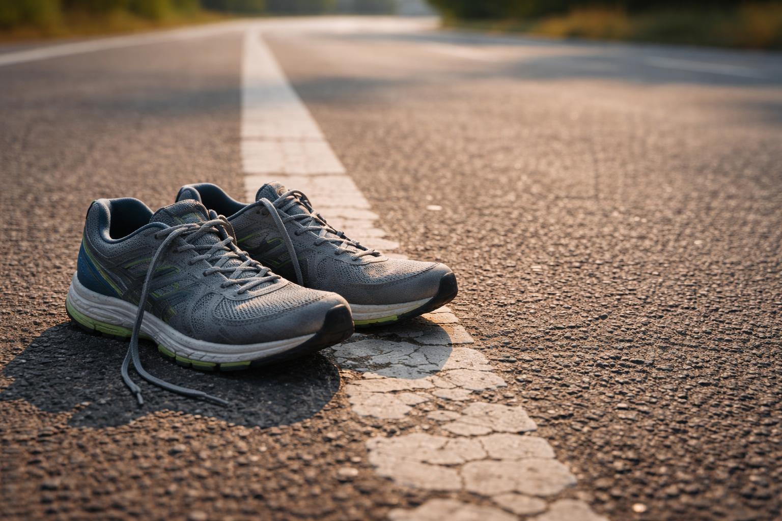 Coureur en entraînement sur route