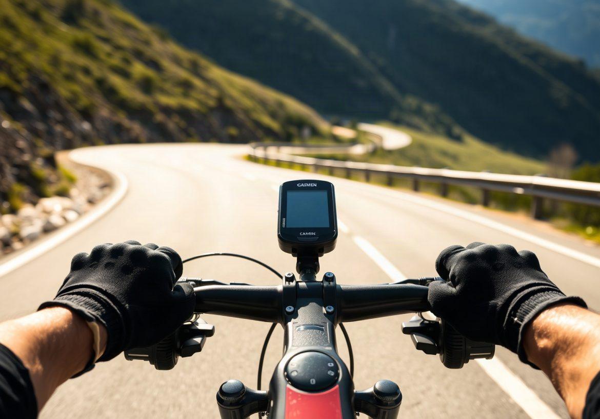 Garmin Edge 1030 Plus : prix, formats d’achat et conseils pour bien choisir en 2026 Cycliste sur route de montagne avec GPS Garmin Edge au guidon