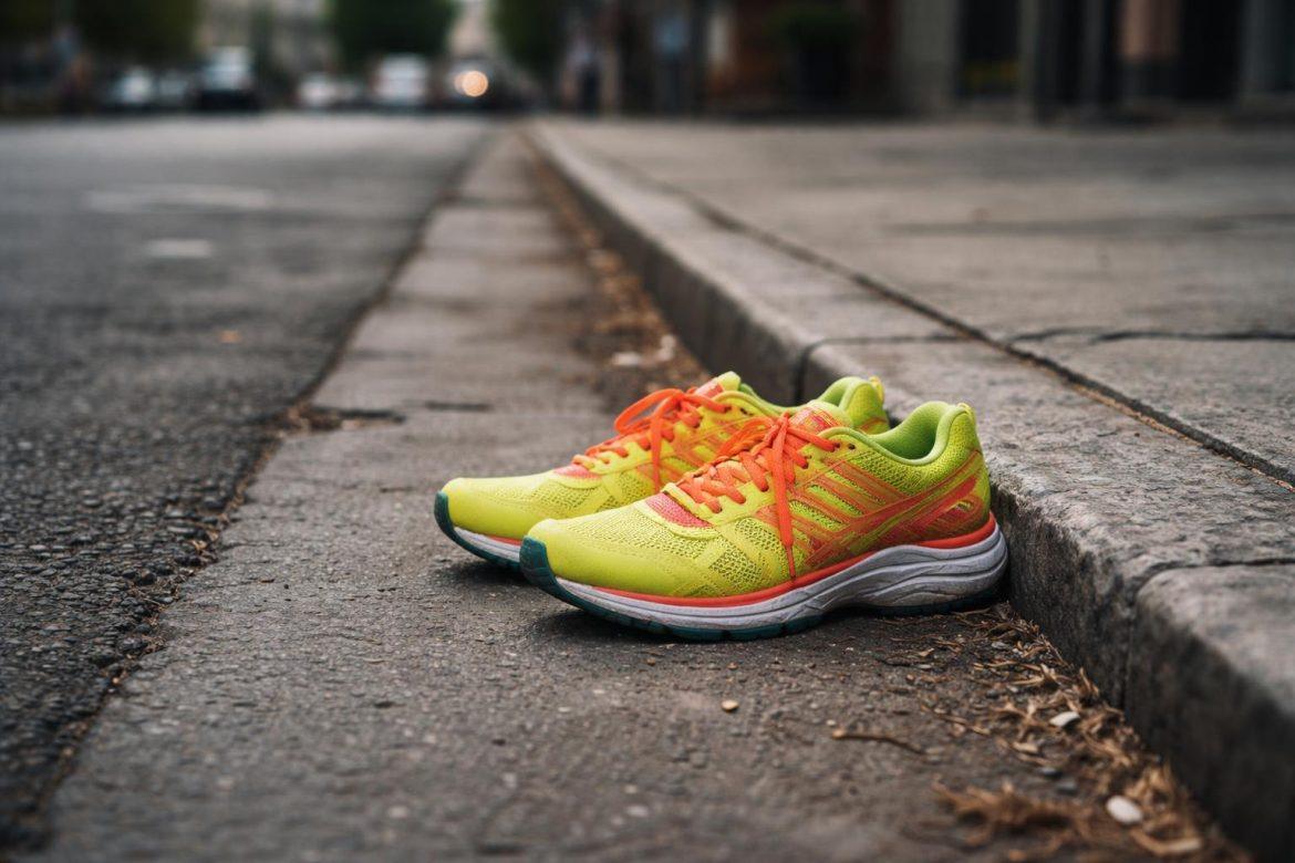 Kalenji chaussures avis : ce que vaut vraiment la marque en 2026 Paire de chaussures de running posée sur bitume